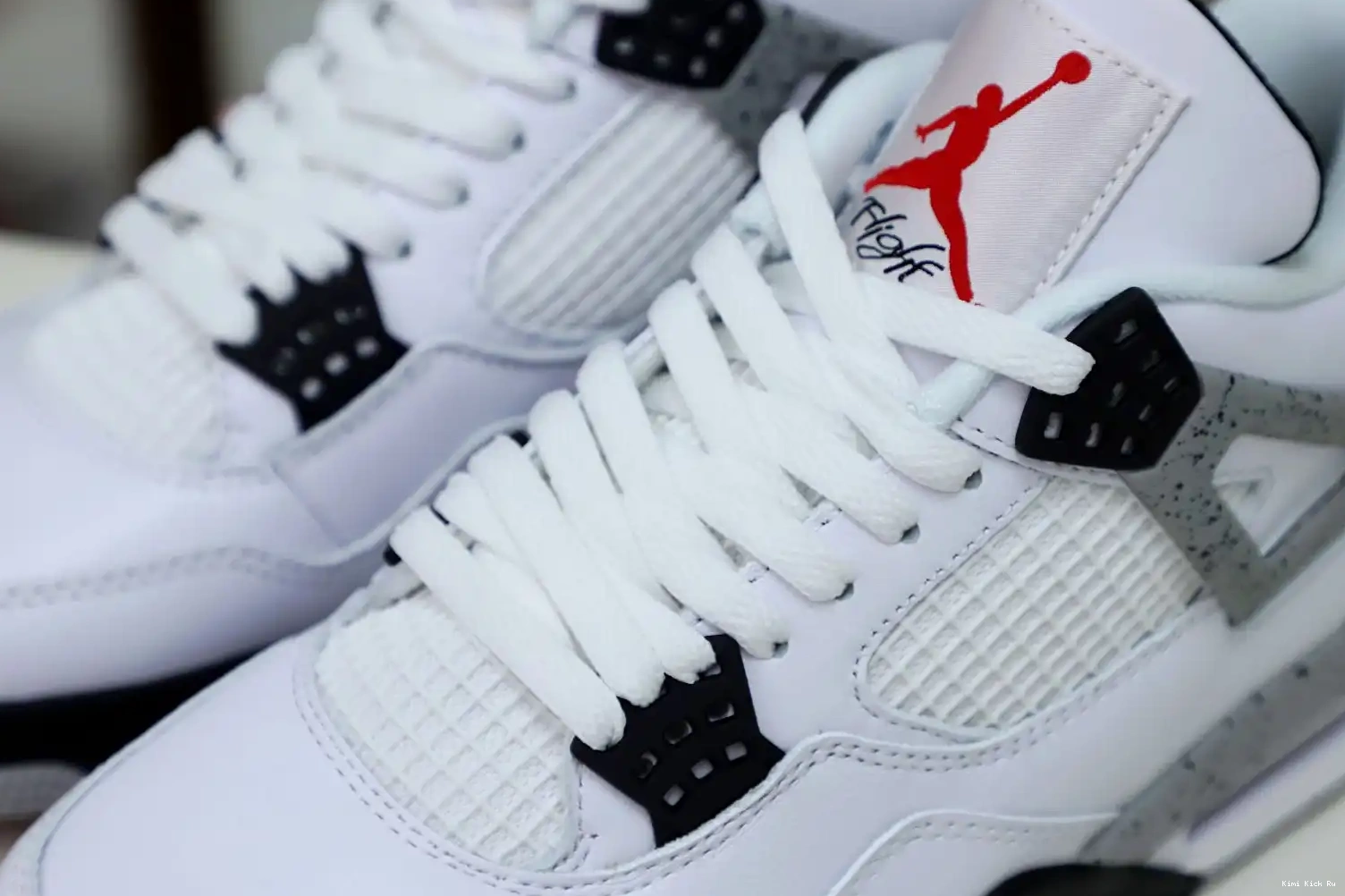 White Jordan 4 Kimikick Retro Air Cement 0328